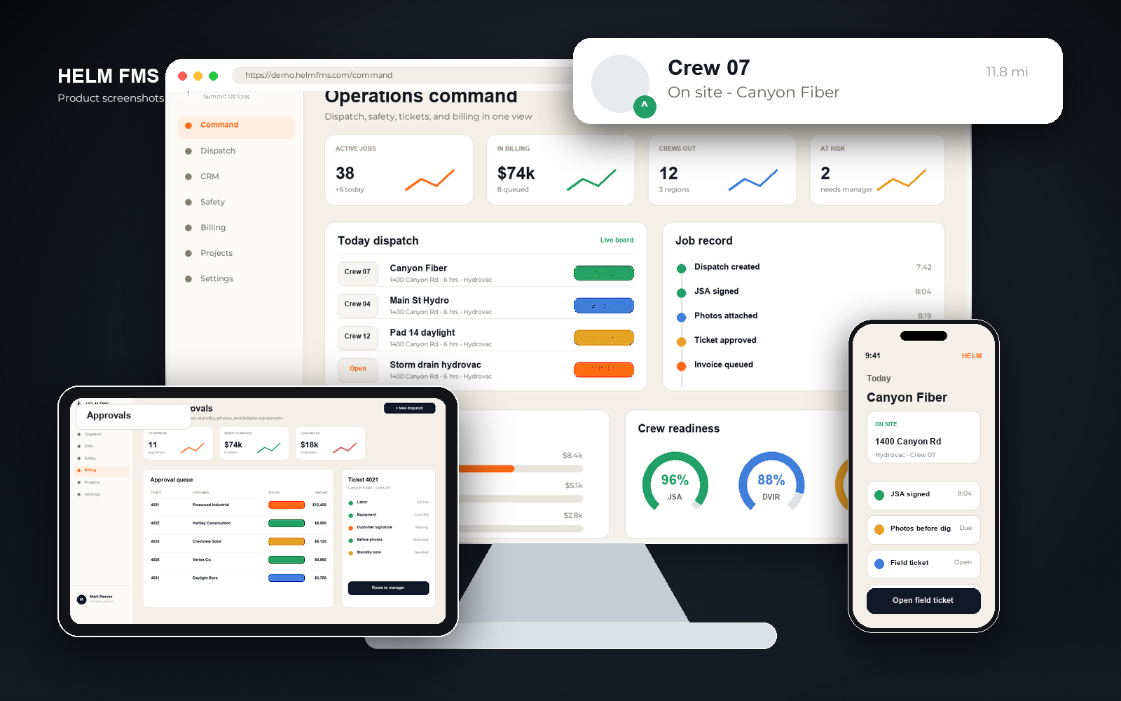 HELM FMS operations interface